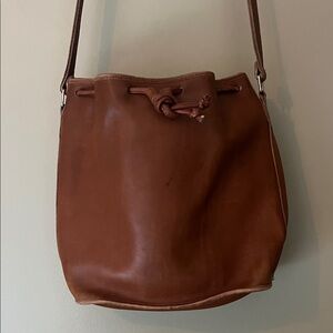 Vintage Brown Leather Bucket Bag